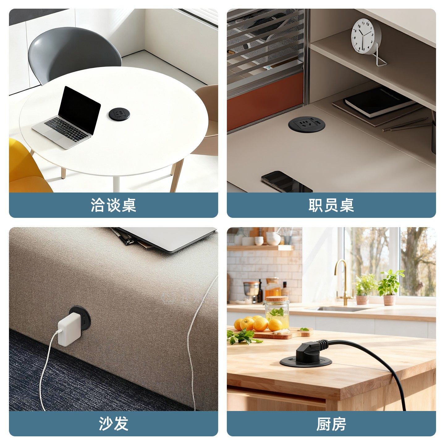 桌面圆形插座电脑桌圆孔电源USB嵌入式插座60mm隐藏式圆形拖线板,淘宝优惠券,粉丝福利购,淘宝优惠卷