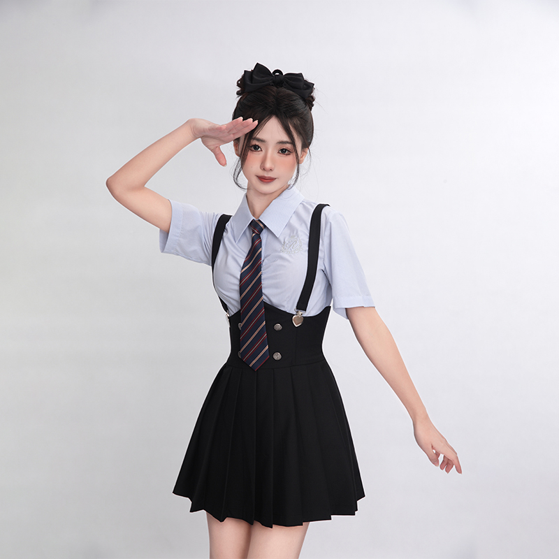 御茶家美式学院风连衣裙jk制服套装韩系甜辣少女西装大胸裙子秋-图2