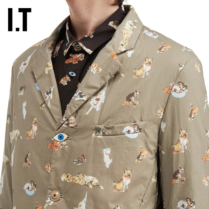 IT UNDERCOVER高桥盾男装西装夹克新款满幅狗狗图案装饰外套41051,淘宝优惠券,粉丝福利购,淘宝优惠卷