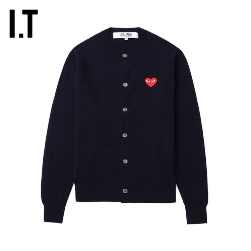 IT CDG PLAY COMME des GARCONS川久保玲情侣款合身羊毛针织开衫 - 图1
