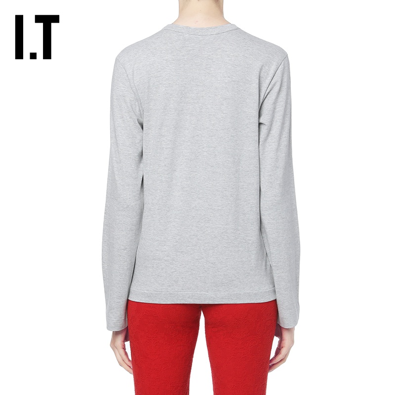 IT CDG PLAY COMME des GARCONS女装圆领长袖T恤爱心LOGO印花69XD - 图1