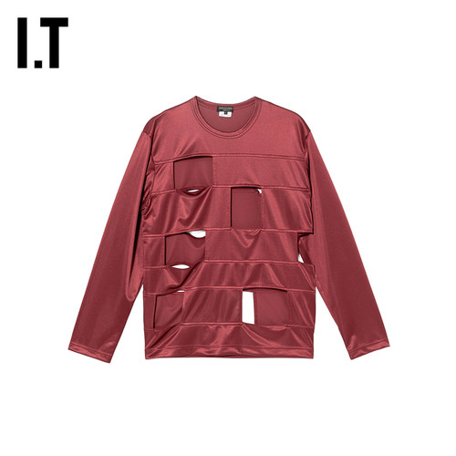 IT CDG COMME des GARCONS HOMME PLUS男装镂空设计圆领长袖T恤 - 图1