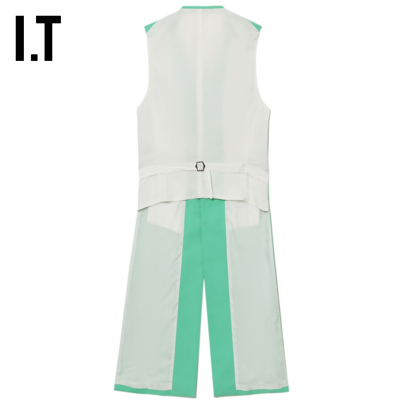 IT CDG COMME des GARCONS HOMME PLUS男装前长后短拼接西装马甲 - 图0