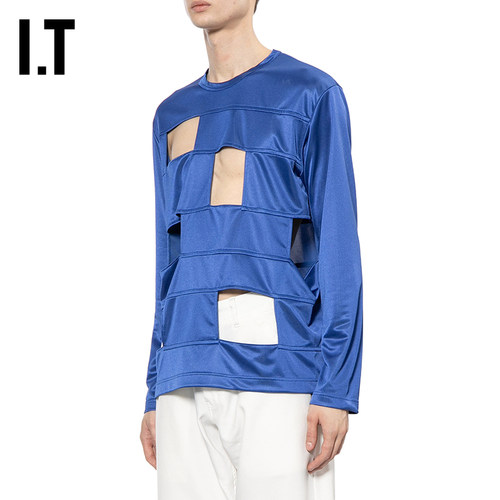 IT CDG COMME des GARCONS HOMME PLUS男装镂空设计圆领长袖T恤 - 图2