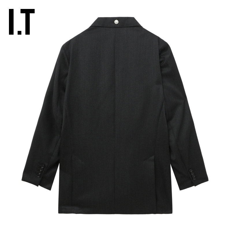 IT Simone Rocha男装宽松西装夹克新款珠饰扣饰西服外套613217MP - 图1