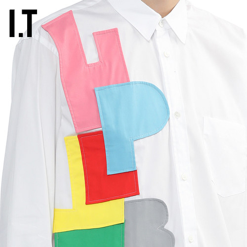 IT CDG COMME des GARCONS SHIRT男装彩色字母布贴缝饰长袖衬衫 - 图3
