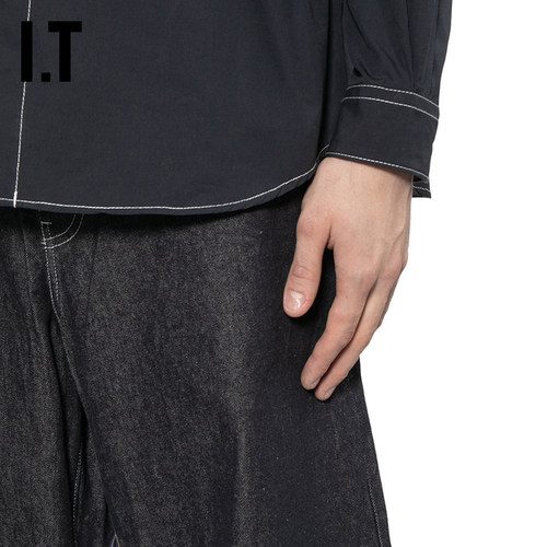 IT CDG COMME des GARCONS HOMME男装宽松牛仔长裤弯刀裤复古街潮 - 图2