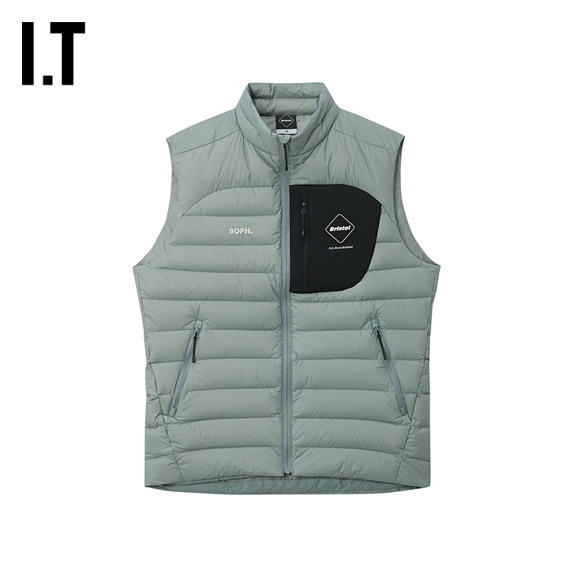 IT F.C.REAL BRISTOL男装立领拉链羽绒马甲新款绗缝羽绒背心外搭 - 图1