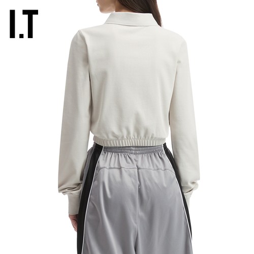IT We11Done女装短款长袖polo衫新款时尚活力收腰上衣722WGYXP - 图2
