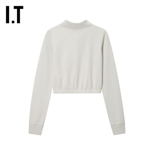 IT We11Done女装短款长袖polo衫新款时尚活力收腰上衣722WGYXP - 图1