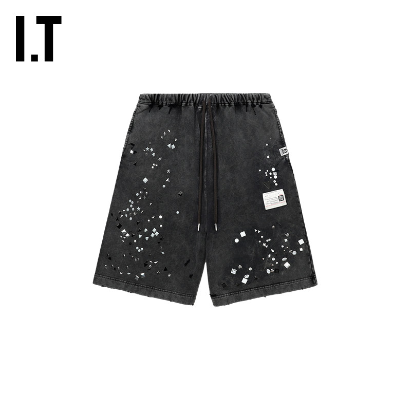 IT Mihara Yasuhiro男装阔腿裤运动短裤新款随性街潮做旧磨白卫裤,淘宝优惠券,粉丝福利购,淘宝优惠卷