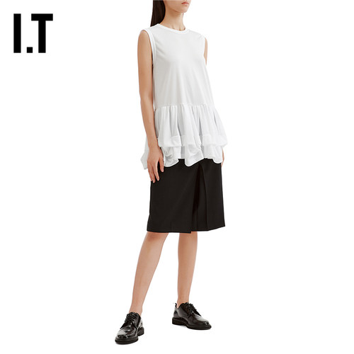 IT CDG COMME DES GARCONS COMME DES GARCONS女褶饰拼接圆领背心 - 图3