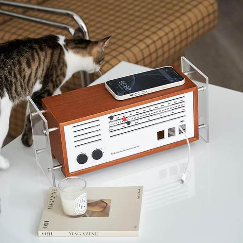 覆古实木压克力数据线 线延长线 线收纳盒桌面插排防尘装饰盒电线 - 图2