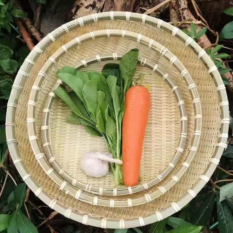 竹子编织竹制品馒头筐竹编簸箕洗菜沥水淘米篮水果篮小竹筐道具-图1