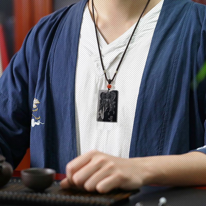 天然a货翡翠墨玉西方三圣佛吊坠墨翠冰种玉石挂件四会玉器批发 - 图0