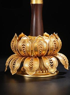 手摇摆件底座慧宝黄铜藏传摆件手摇民族风筒底座