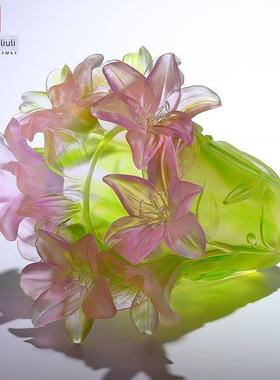 一博高端釉面百合花瓶装饰品客厅插花搬迁乔迁礼品客厅办公室装饰