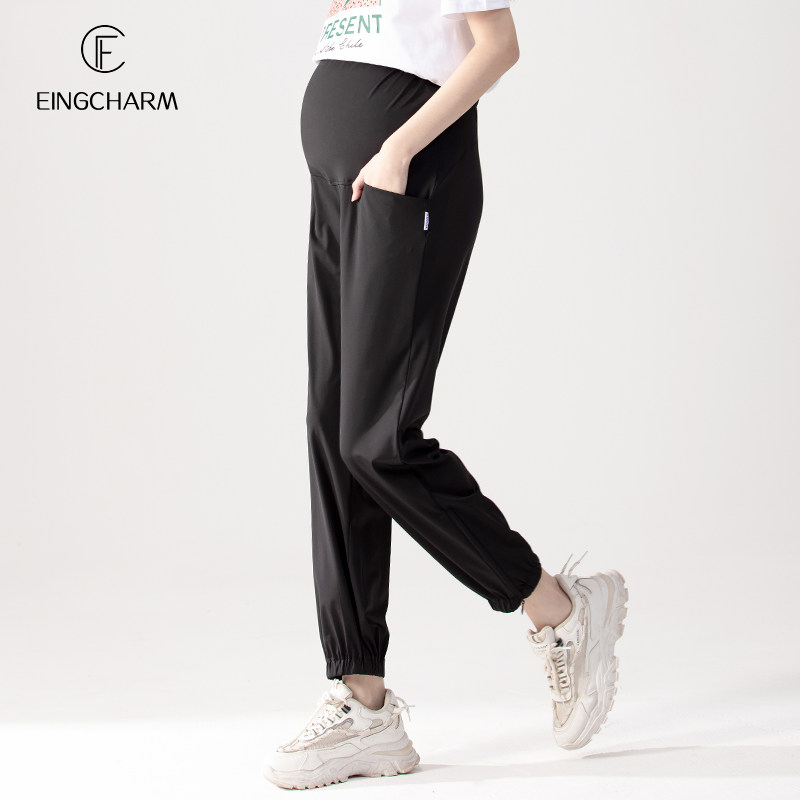 春夏冰丝束脚裤外穿休闲孕妇裤子 茵魅孕妇直筒裤