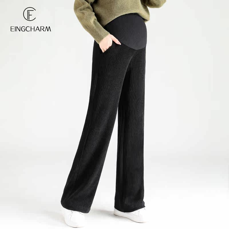 春秋外穿潮妈垂感阔腿裤孕妇裤子 茵魅孕妇直筒裤