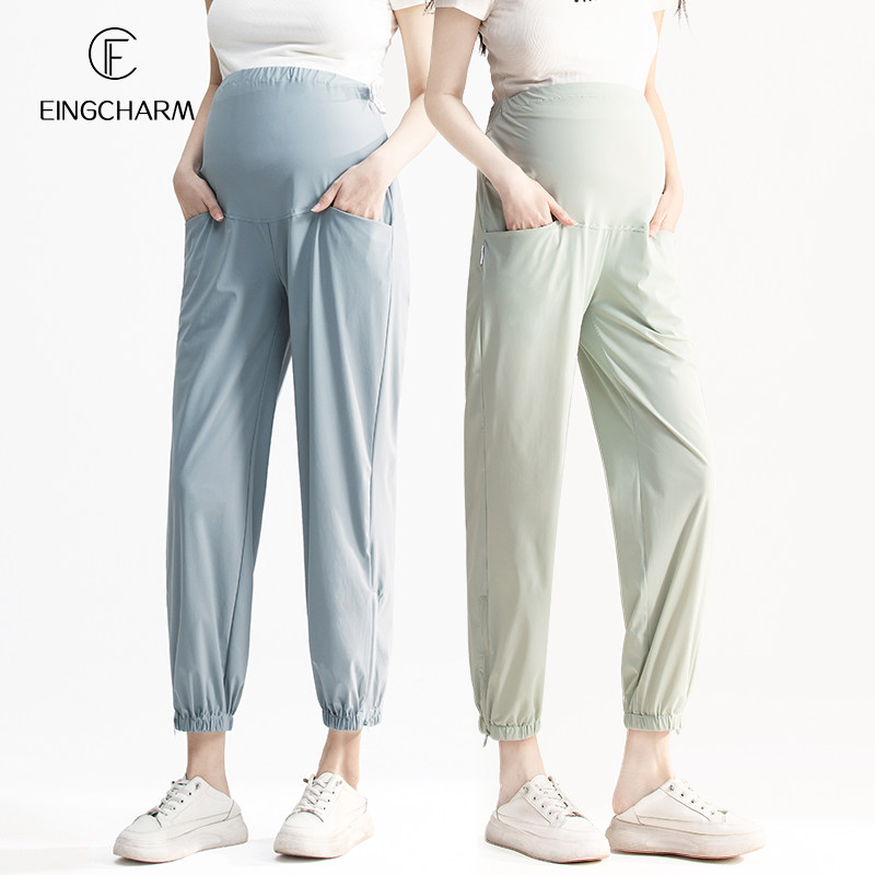 春夏冰丝束脚裤外穿休闲孕妇裤子 茵魅孕妇直筒裤