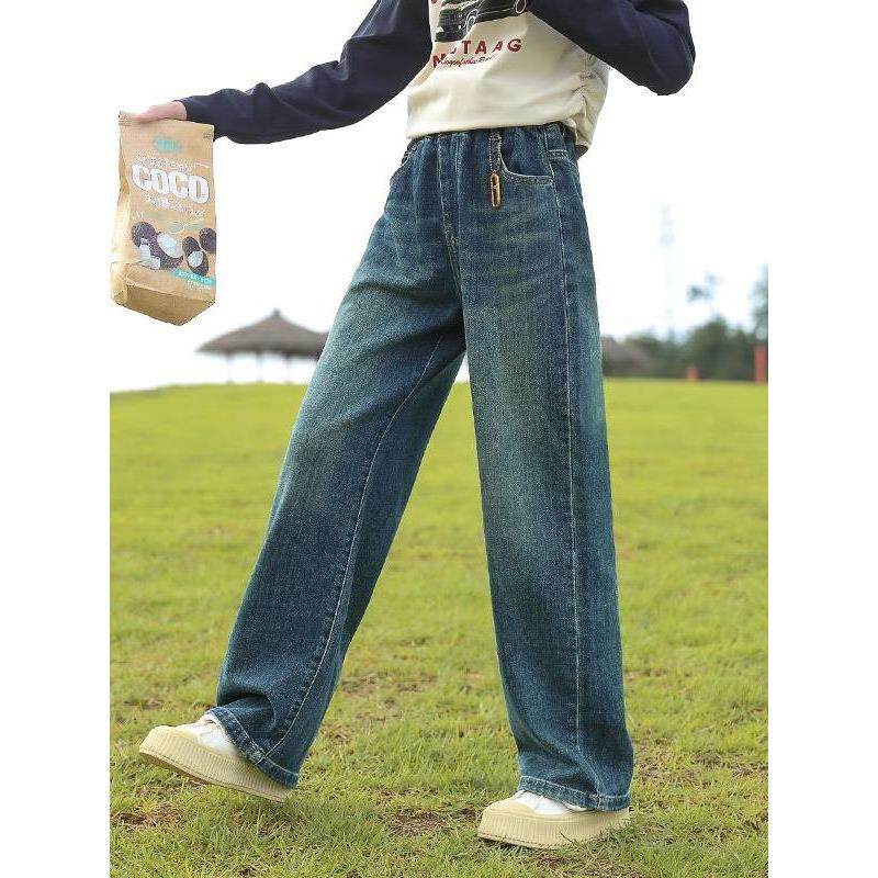 女童牛仔裤秋装2023新款儿童洋气大童休闲长裤春秋款女孩直筒裤子,淘宝优惠券,粉丝福利购,淘宝优惠卷