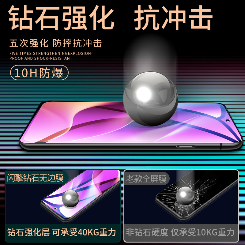 适用于红米K40钢化膜k40s全屏覆盖redmik40pro手机膜5G版抗蓝光小米k40pro+高清护眼k40游戏增强版防指纹屏保 - 图1