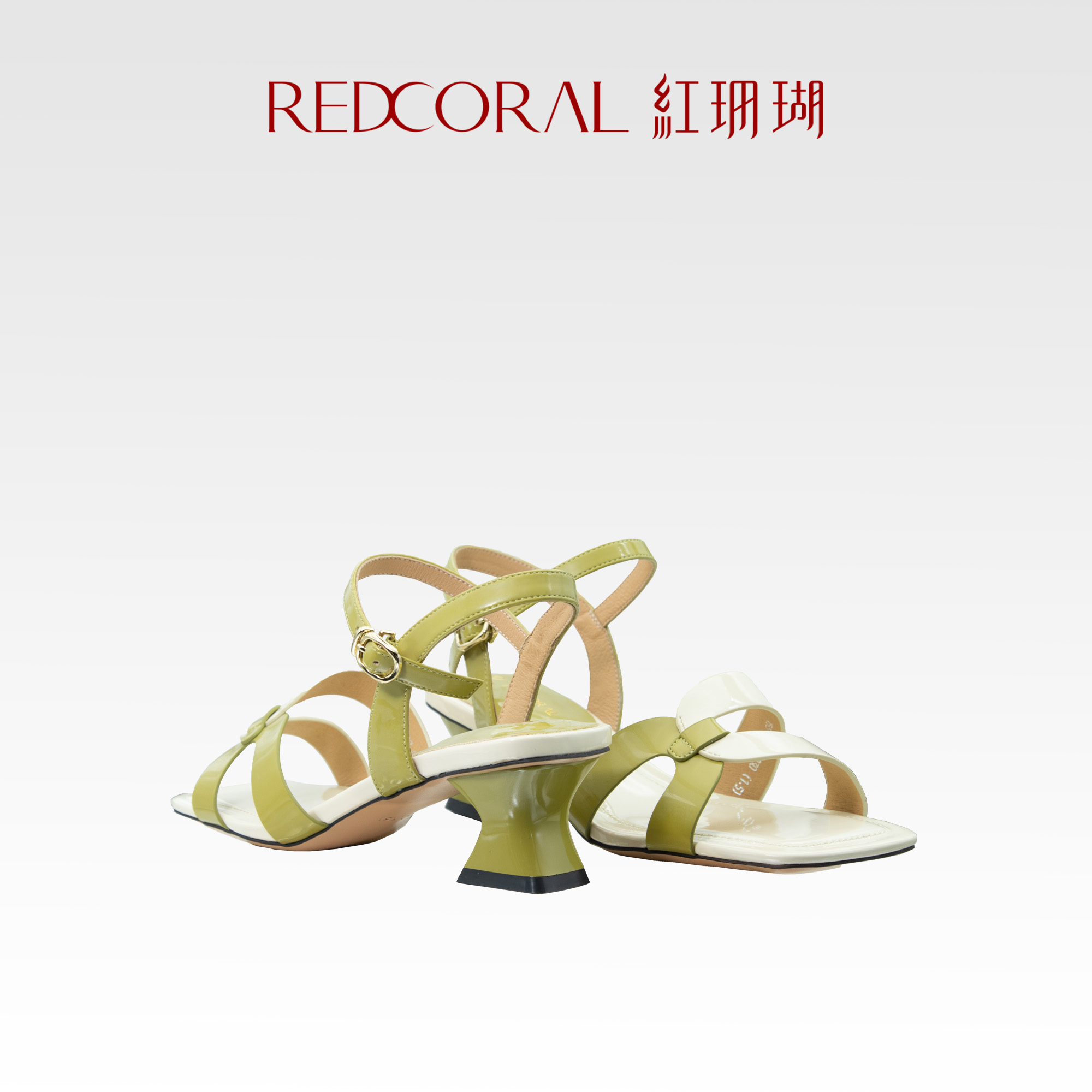 REDCORAL/红珊瑚2024年夏季新款凉鞋女 一字式扣带休闲高跟凉鞋 - 图2