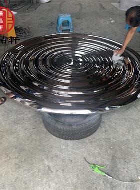 销售室外泳池不锈钢镜面水波纹雕塑金属创意波装饰艺术饰品