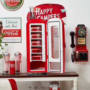 美国Cocacola可口可乐复古迷你贩售机易拉罐弹出式车载小冰箱小型
