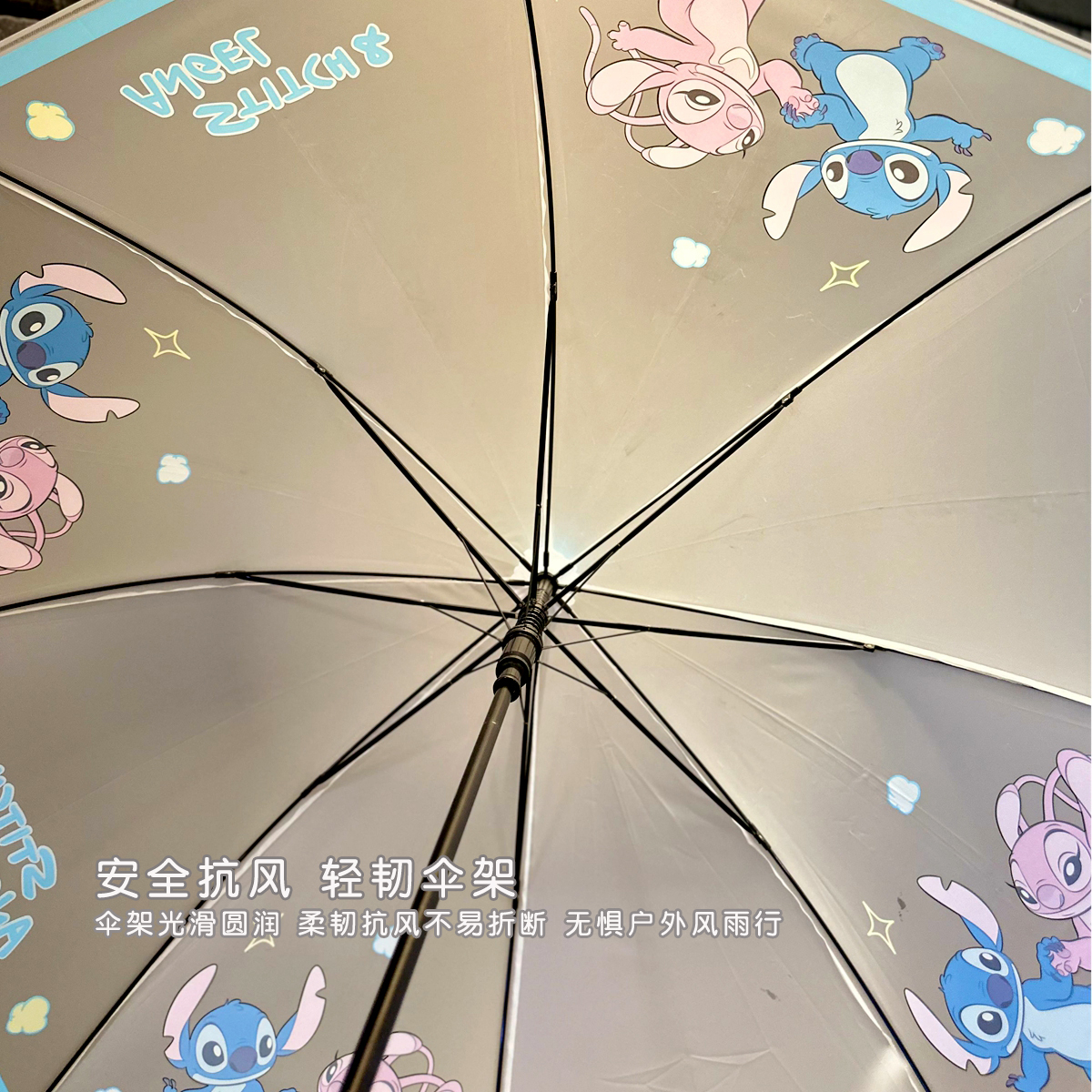 迪士尼儿童雨伞男孩磨砂透明伞小学生上学幼儿园女童史迪仔直柄伞