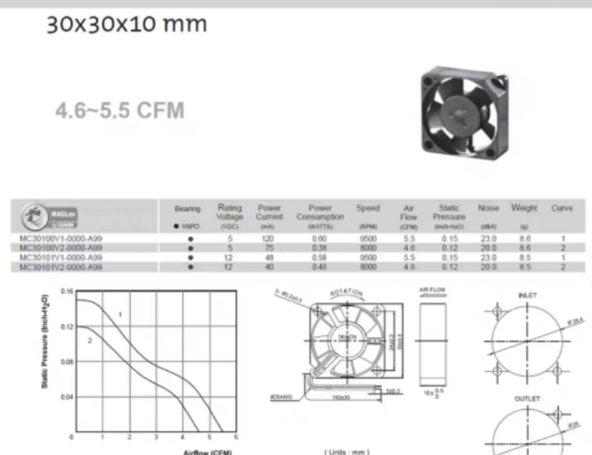 MC30100V2-000C-A99 全新SUNON建准风扇 3010风扇 DC5V 3CM 风扇 - 图0