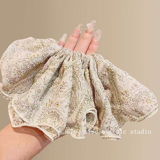 法式优雅！碎花雪纺大号大肠发圈！百搭时尚发绳发饰女旅行发卡