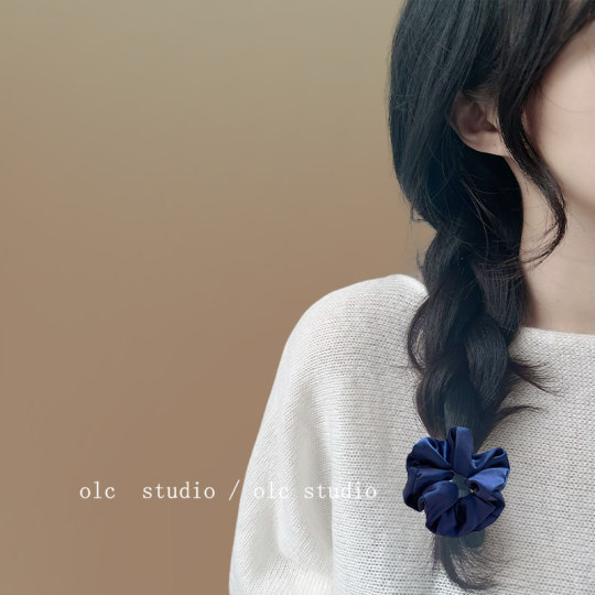 藏蓝物语！新款蓝白色温柔系法式大肠圈发圈气质字母马尾旅行头饰