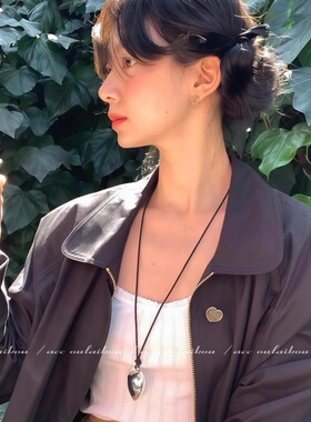 韩系银色爱心抽拉绳项链女ins风