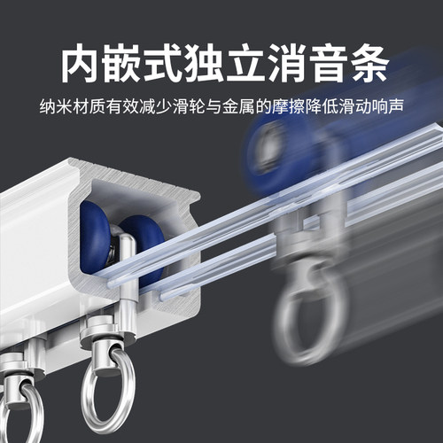 特厚铝合金窗帘轨道静音滑轨顶装侧装单轨双轨配件导轨挂钩式滑道 - 图1