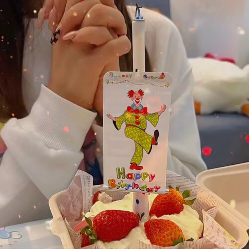 创意生日快乐蜡烛惊喜扇形蛋糕装饰布置儿童男女孩氛围感拍照道具 - 图2