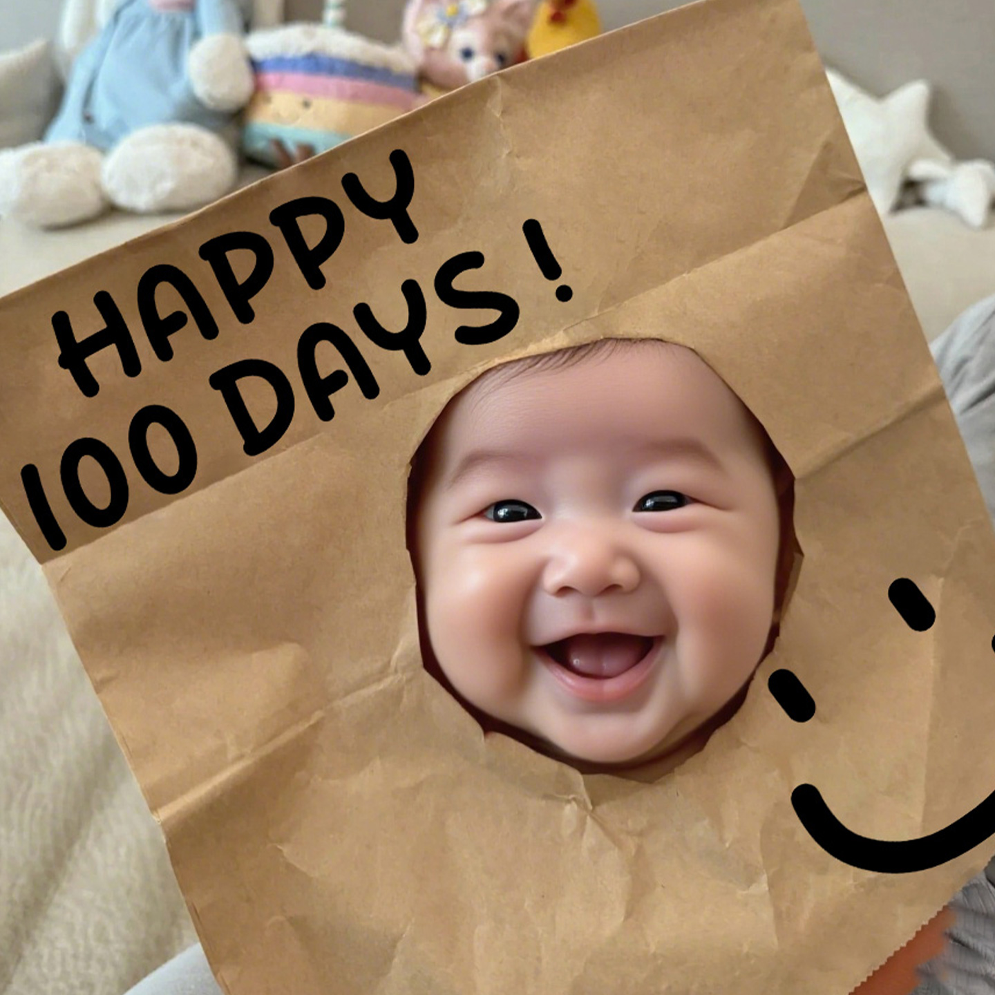 宝宝满月百天拍照道具布置仪式感婴儿女宝场景装饰100天牛皮纸袋 - 图3