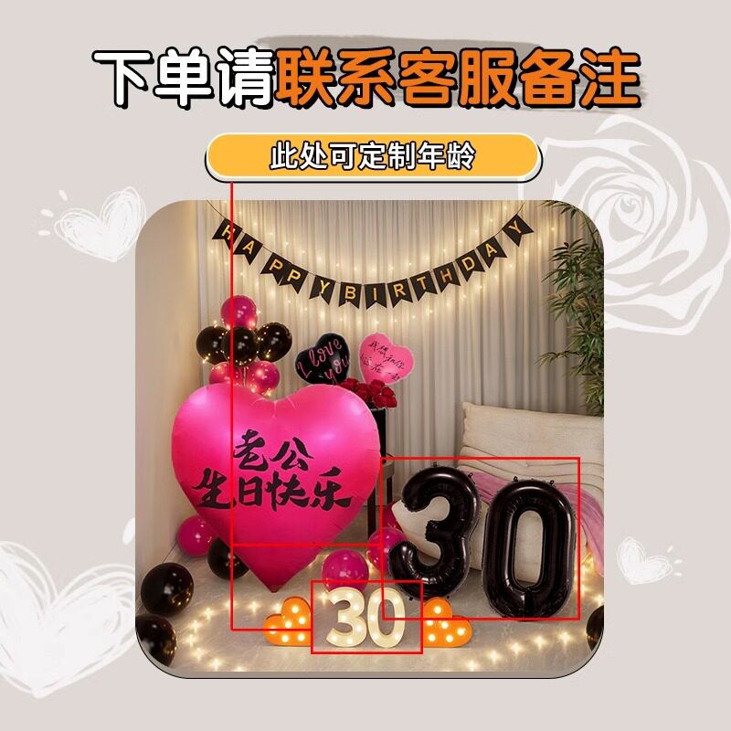 生日惊喜布置老公30岁快乐仪式感场景装饰氛围高级浪漫会场气球