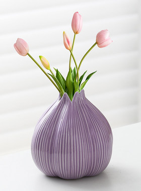 陶瓷小花瓶水培植物绿萝铜钱草鲜花插花器皿客厅桌面装饰创意摆件