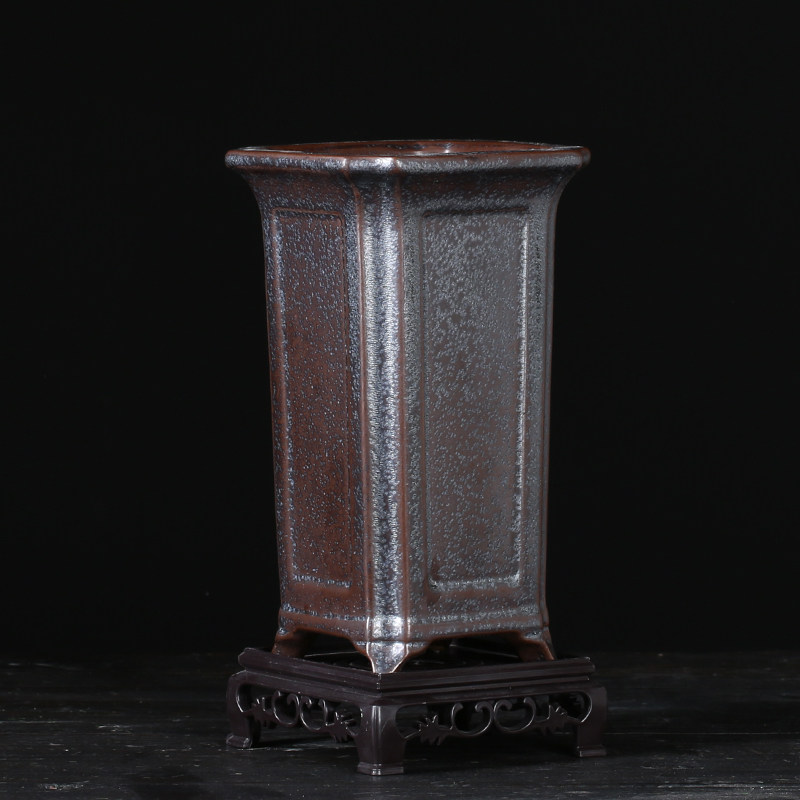 四方陶瓷花盆哥窑高款中国风兰花专用个性冰裂花器飘枝老桩造景盆,淘宝优惠券,粉丝福利购,淘宝优惠卷