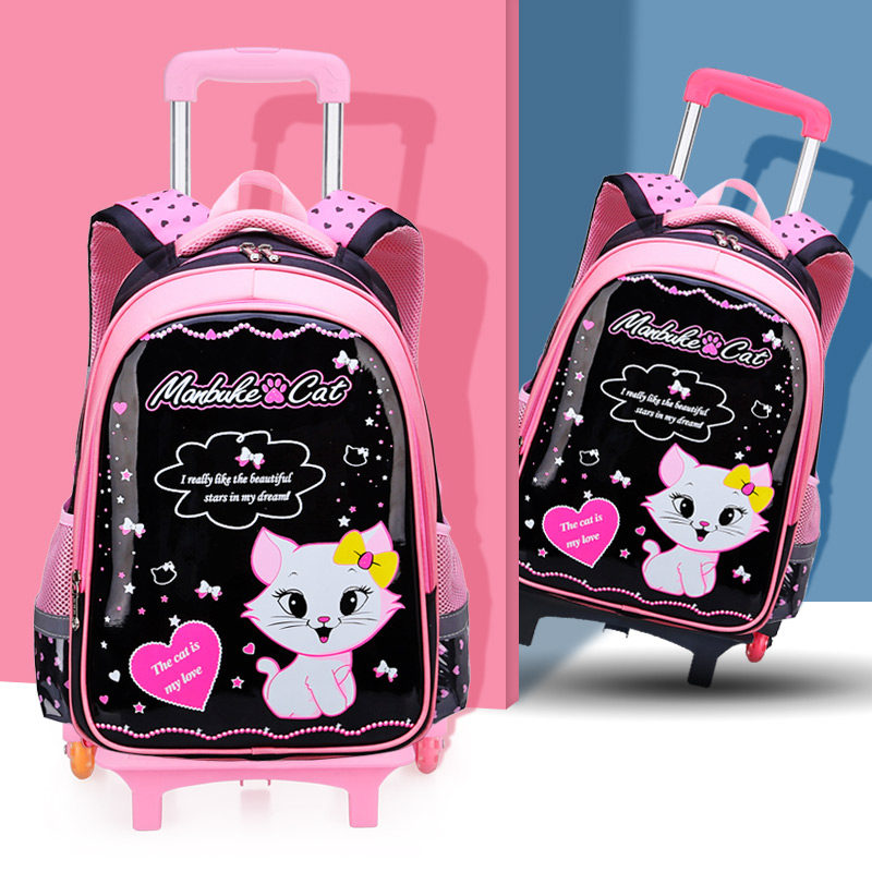 韩版pu 1-3-6 6小学生拉杆书包 贝町双肩背包