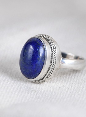 复古泰银青金石女戒13