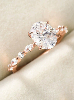 跨境热卖925银3克拉锆石戒指