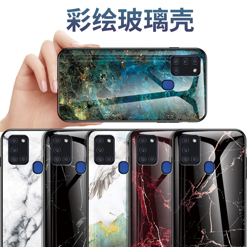 适用三星A21S手机壳保护samsung a21s玻璃套galaxy a2ls全包防摔软硬壳SM—A21S大理石男女款a 21s潮牌外壳子-图3