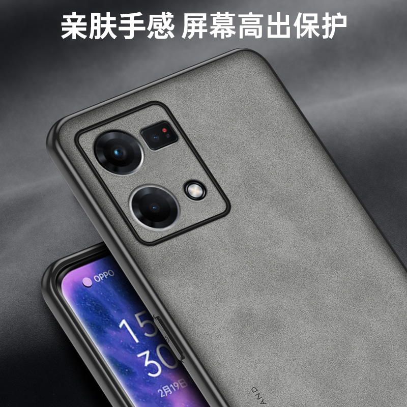 适用OPPO Reno8 4G手机壳全包防摔reno8硅胶保护套CPH2457商务奢华男女款reno84g海外版耐磨防摔软壳羊巴皮纹 - 图2