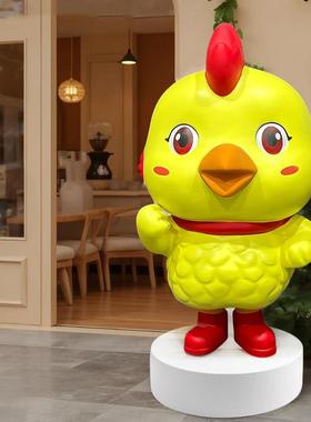 卡通公鸡雕塑模型农场炒鸡店面吉祥物大摆件户外门头网红装饰定制