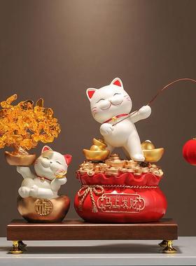 招财猫聚宝盆摆件新中式乔迁店铺开 业礼物客厅前台装饰摆设礼品