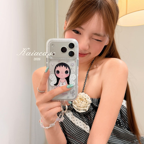 kaia少女心呆萌天使小玉yuy适用苹果17promax手机壳iphone16pro新款17女14pro带链条15pro全包透明防摔手机套 - 图0