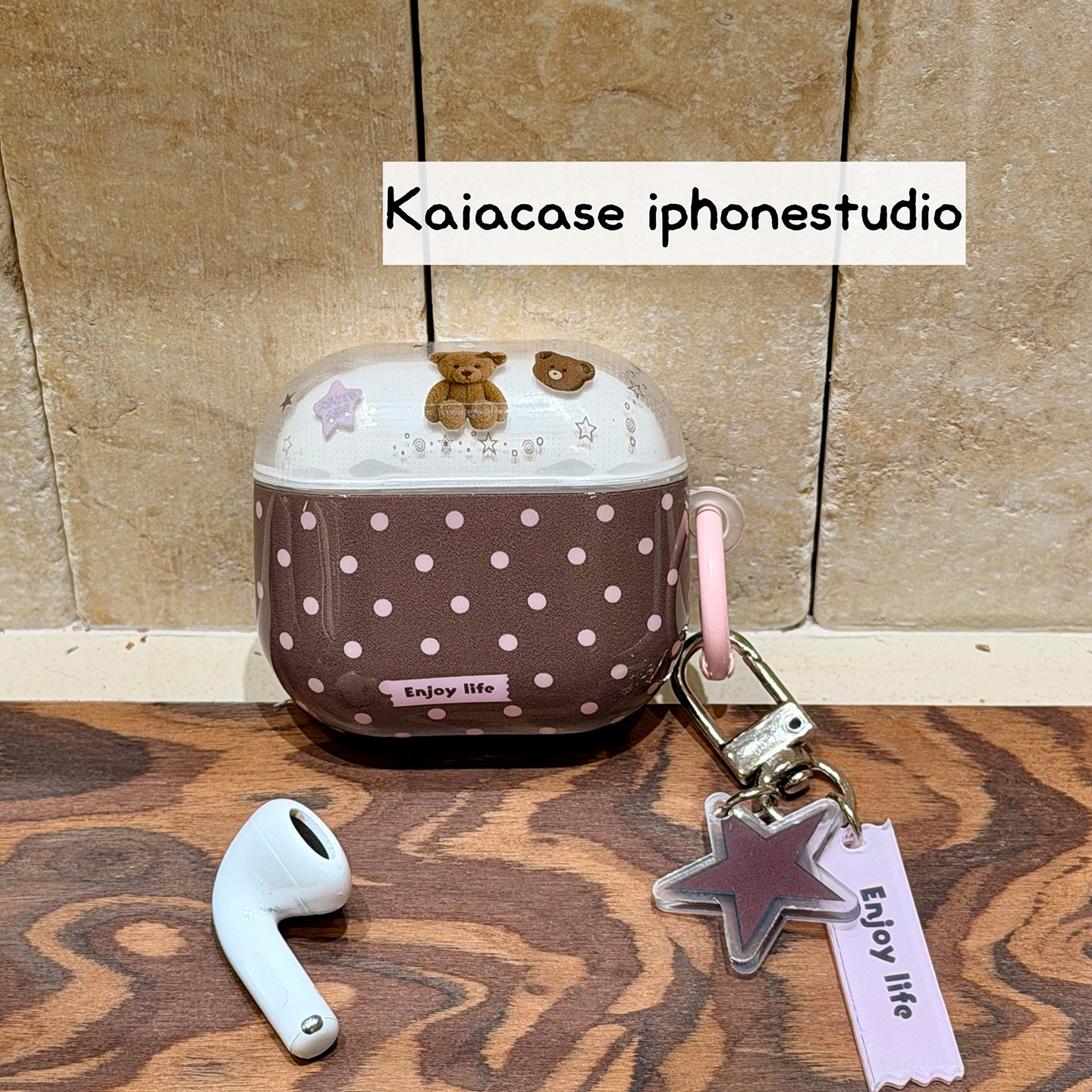 kaia 韩风ins波点卡通小熊适用AirPods保护套AirPodsPro硅胶苹果耳机套无线蓝牙3/4代airpodspor新三代带挂件,淘宝优惠券,粉丝福利购,淘宝优惠卷