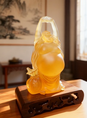 麦玲玲+林依轮 福禄满庭-琉璃笑佛 寓意福乐满门家用精品送礼摆件